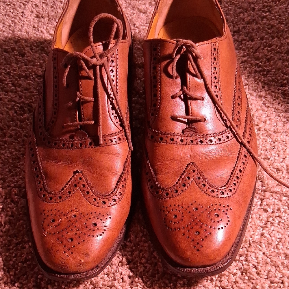 Mens Brown Cole Haan Oxford Wing Tips with Nike Air Soles sz 10